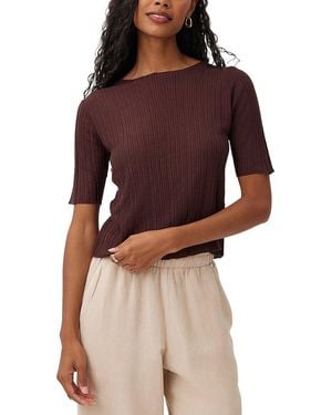 Bella Dahl Textured Ribbed Cashmere-Blend Top - Purple