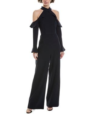 ML Monique Lhuillier Long Sleeve Crepe Jumpsuit - Black