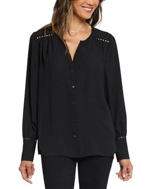 NYDJ Lace Peasant Top - Black