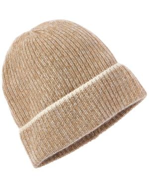 Amicale Marl Chunky Rib Knit Cashmere Hat - Natural