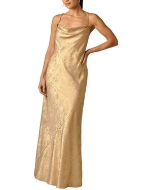 Adrianna Papell Foiled Chiffon Long Dress - Natural