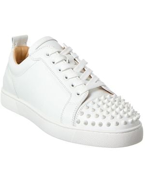 Christian Louboutin Louis Junior Spikes Leather Trainer - White