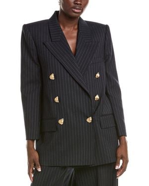 Oscar de la Renta Woven Wool & Silk-Blend Blazer - Black