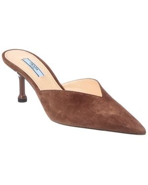 Prada 65 Suede Mule - Brown