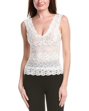 Natori Rose Parfait Allover Lace Silk Tank - White