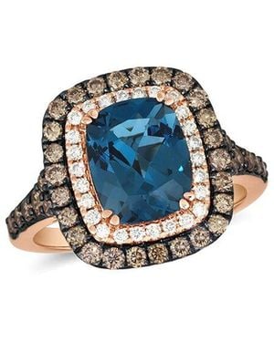 Le Vian 14K Rose 4.19 Ct. Tw. Diamond & London Topaz Cocktail Ring - Blue