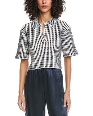 Jonathan Simkhai Adley Cropped Polo Top - Grey