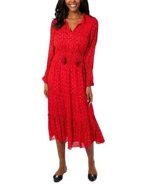Sail To Sable Smocked Waist Midi Dress - Red