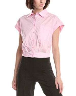 Kenneth Cole Drop Shoulder Solid Poplin Shirt - Pink