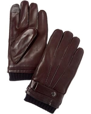Brooks Brothers Belted Wool-trim Leather Gloves - Brown