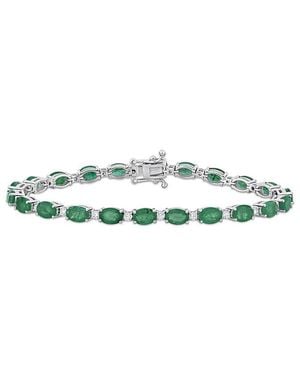 Rina Limor 14k 10.34 Ct. Tw. Diamond & Emerald Tennis Bracelet - Green