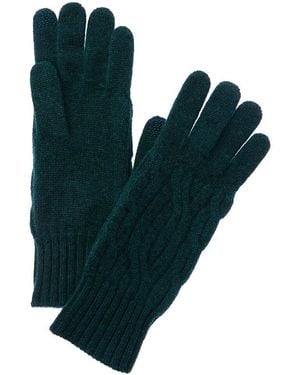 Hannah Rose Wide Cable Cashmere Gloves - Green