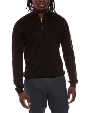 Autumn Cashmere Inked 100% Cashmere 1/4-Zip Mock Neck Jumper - Black