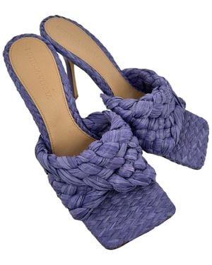 Bottega Veneta Raffia Intrecciato Weave Stiletto (Authentic Pre-Loved) - Blue