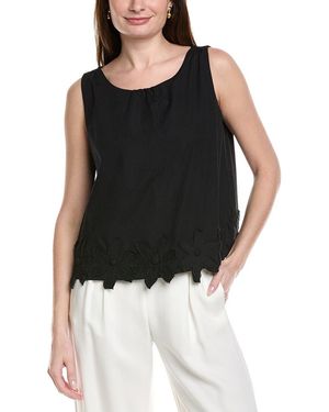 Frances Valentine Zennia Flower Hem Tank Top - Black