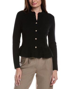Bruno Magli Merino Wool Peplum Sweater Jacket - Black