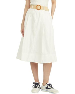 Draper James Contrast Belt Linen Skirt - White