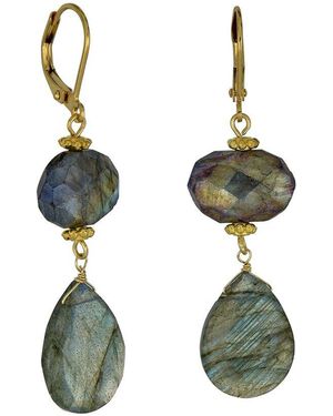 Rachel Reinhardt Jewelry Labradorite Teardrop Earrings - Green