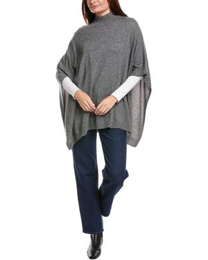 Amicale Cashmere Knit Funnel Neck Cashmere Poncho - Gray