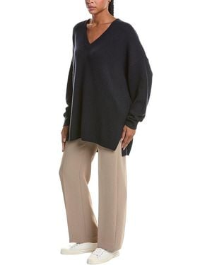 N.Peal Cashmere Oversized V-Neck 100% Cashmere Jumper - Black