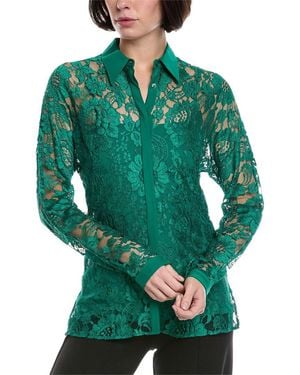 Akris Lace Silk-Trim Shirt - Green