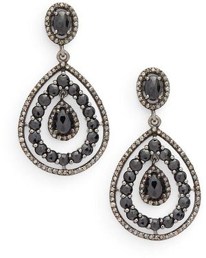 Bavna Silver Drop Earrings - Metallic