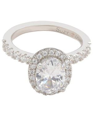 Suzy Levian CZ Jewelry Suzy Levian Cz Halo Ring - White
