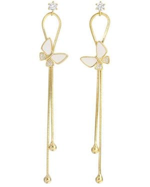 Eye Candy LA Naomi Butterfly Fringe Cz Drop Earrings - White