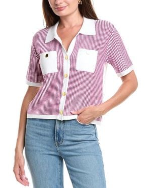 St. John Vichy Knit Cardigan - Purple