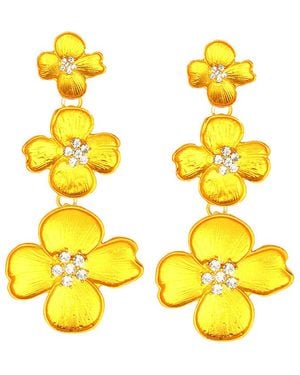 Eye Candy LA Enamel Marigold Vine Earrings - Yellow