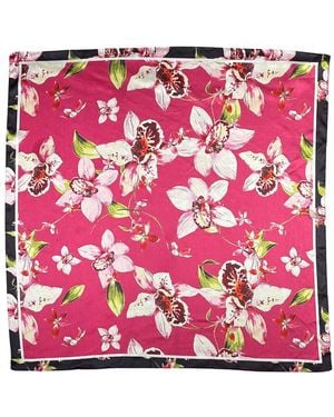 Nicole Miller Satin Floral Square Scarf - Pink