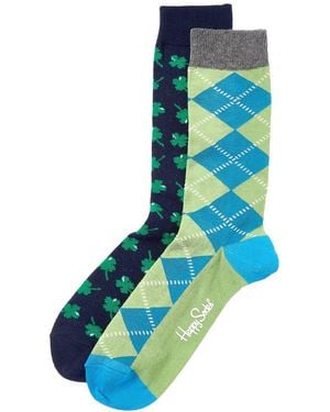 Happy Socks 2Pk Clover Socks - Blue