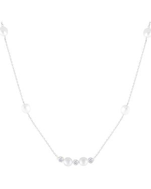 Splendid 7-8Mm Pearl Cz Necklace - White