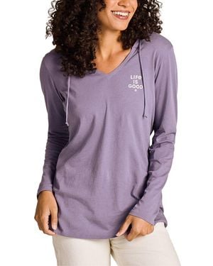 Life Is Good. Long Sleeve Hooded Crusher Lite Shirt - Purple