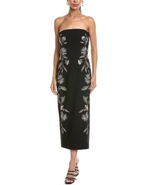 Cinq À Sept Floral Mixed Media Niles Midi Dress - Black