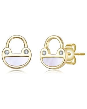 Rachel Glauber 14K Plated 2Mm Pearl Cz Earrings - Metallic