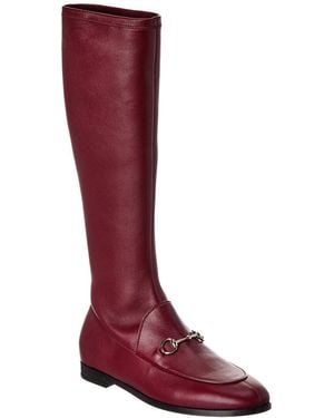 Gucci Jordaan Leather Knee-High Boot - Red