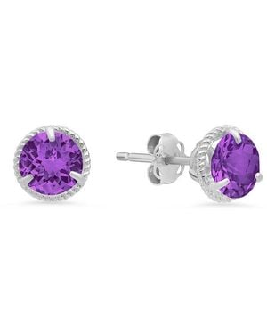 MaxColor 14K 1.30 Ct. Tw. Amethyst Halo Studs - Purple