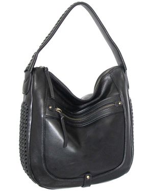 Nino Bossi Elina Hand-Dyed Vintage Leather Hobo Bag - Black