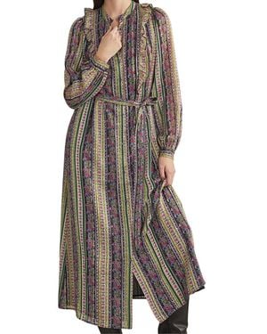 Boden Ruffle Metallic Midi Dress - Brown