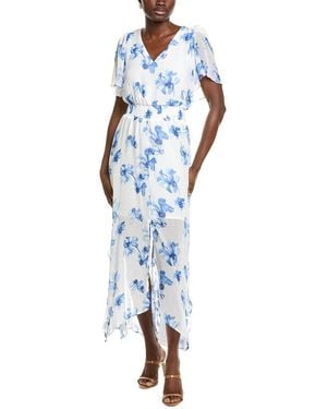 Cece Smocked Waist Flutter Sleeve Maxi Dress - Blue