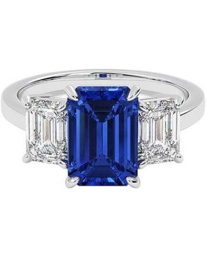 VOWE 14K 4.00 Ct. Tw. Lab-Grown Diamond & Lab-Grown Sapphire Ring - Blue