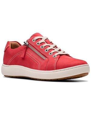 Clarks Nalle Lace Nubuck Trainer - Red