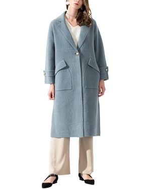 MALABO Single Button Long Coat - Blue