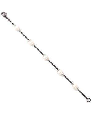 Pearls Steel 0.09 Ct. Tw. Diamond Pearl Bracelet - Metallic