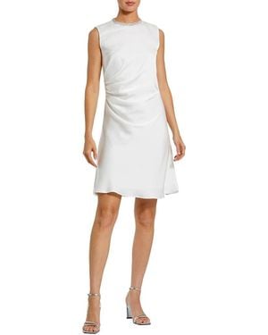 Mac Duggal Rhinestone Neckline Draped Mini Dress - White