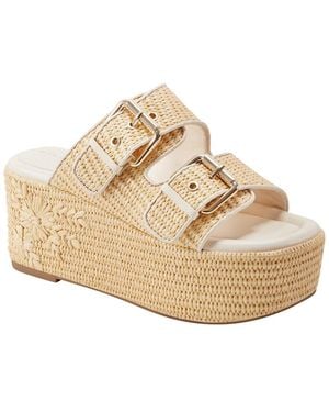 Marc Fisher Poppy Leather-Trim Sandal - Natural