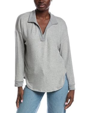 Project Social T Chiara Heathered Cozy Collared Pullover - Grey