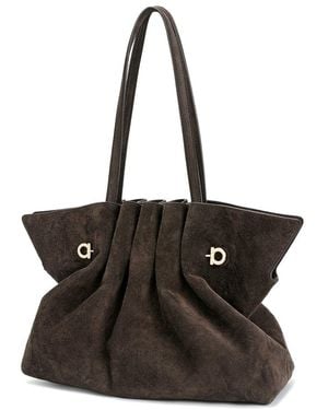 Tiffany & Fred Paris Sculpted Suede Tote - Black
