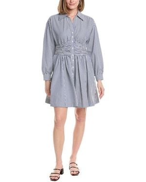 Julia Jordan Stripe Poplin Woven Mini Dress - Blue
